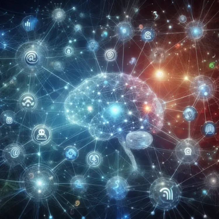Abstract representation of internet as interconnected neurons