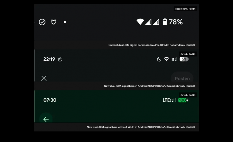 Android 16 изменил индикатор сигнала для двух SIM-карт по примеру Apple